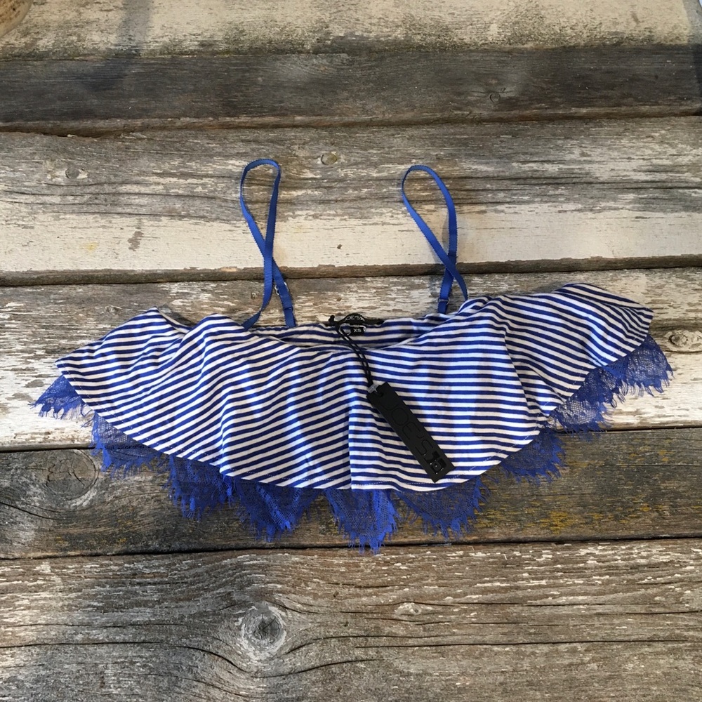 Joe’s Jeans | Blue & White Striped Bandeau with Lace